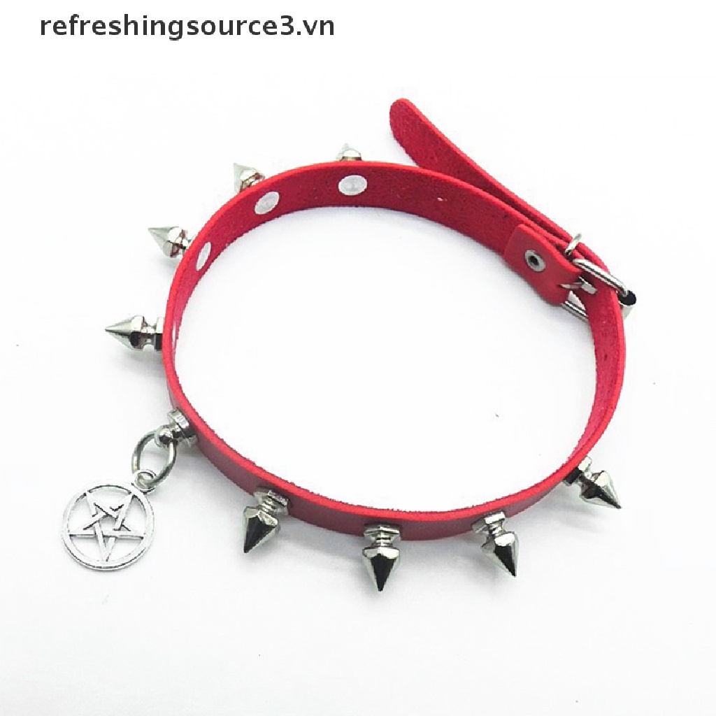 Vòng Cổ choker Da Đính Đinh Tán Phong Cách Gothic Punk