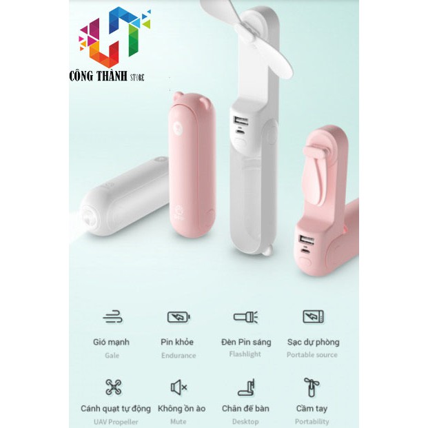 [Hàng Chính Hãng] Quạt mini cầm tay gió mạnh tích điện hình gấu Bear Jisulife F8 | BigBuy360 - bigbuy360.vn