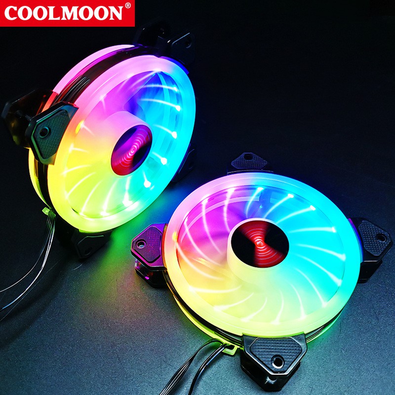 Quạt Tản Nhiệt, Fan Coolmoon V2 / Ver 2 Led RGB (Version 2021) - Kết Nối Hub Bán lẻ