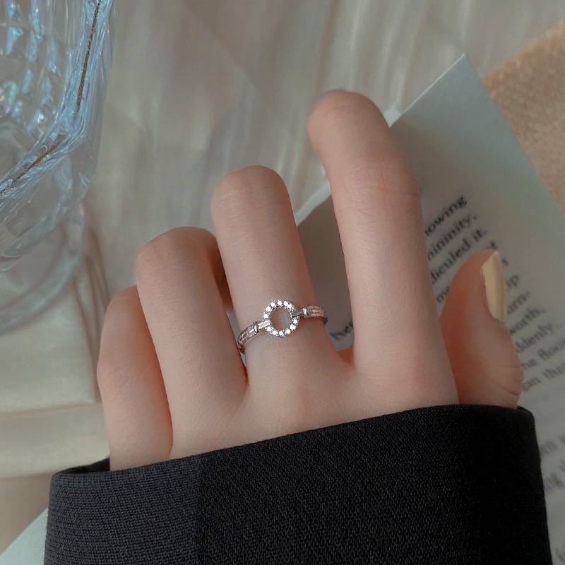 Nhẫn Đính Hôn Bằng Bạc 925 Đính Đá Zircon Có Thể Điều Chỉnh Kích Thước Thời Trang Cho Nữ
