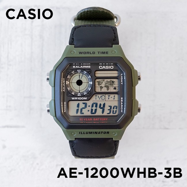 Đồng hồ nam dây vải Casio Standard chính hãng Anh Khuê AE-1200WHB-3BVDF