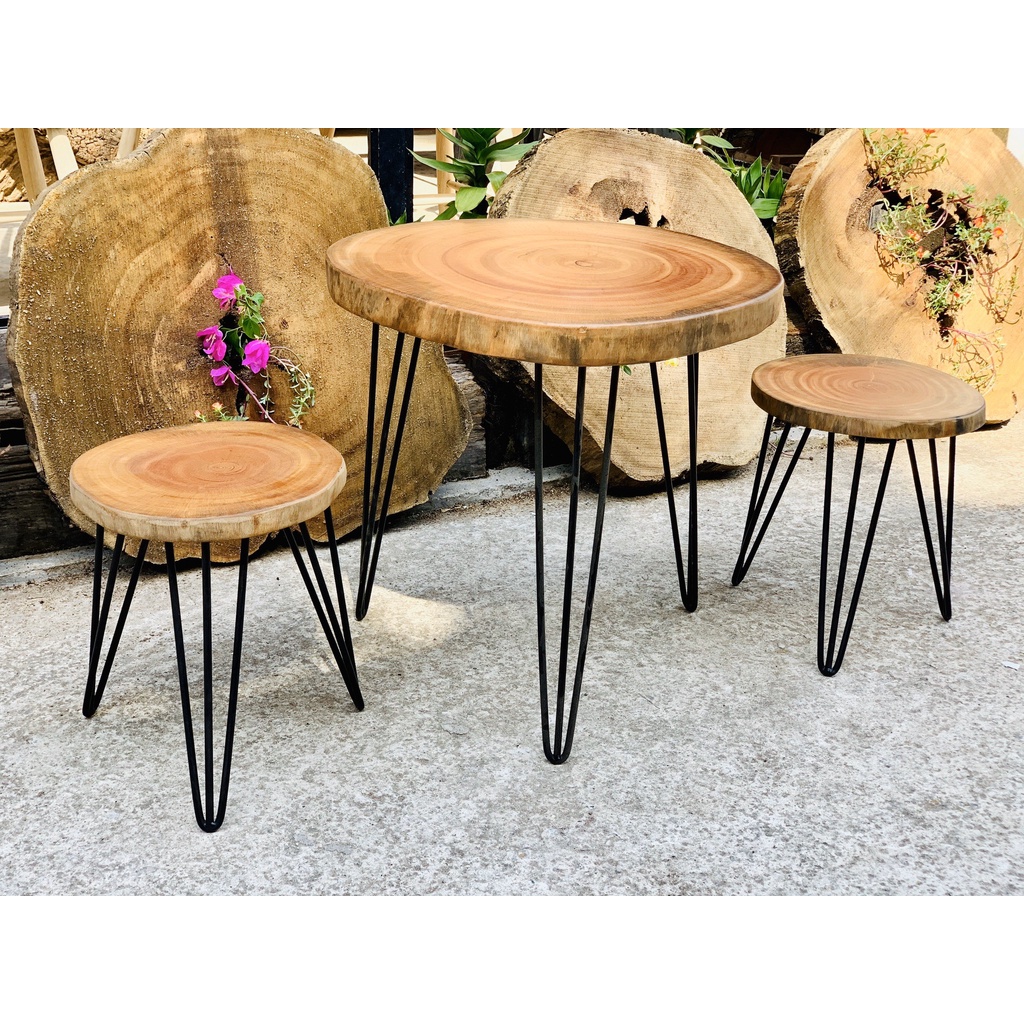 Combo 3 Chân Bàn Ghế Sắt Hairpin Loại 2 Thanh Sắt (Kèm Vít) Màu Đen