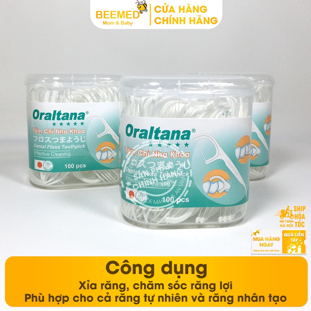 Tăm chỉ nha khoa Oraltana - Lọ 100 que - tăm kẽ răng Oral Tana, xỉa răng, chăm sóc răng lợi - tiêu chuẩn xuất Nhật