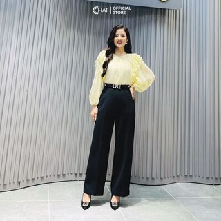 Sơ mi vai bèo cổ tròn CCHAT