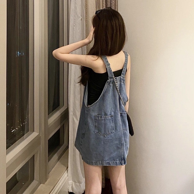 Happy-store ❤️ Váy Denim Dáng Rộng Phong Cách Cổ Điển Hợp Thời Trang Cho Nữ