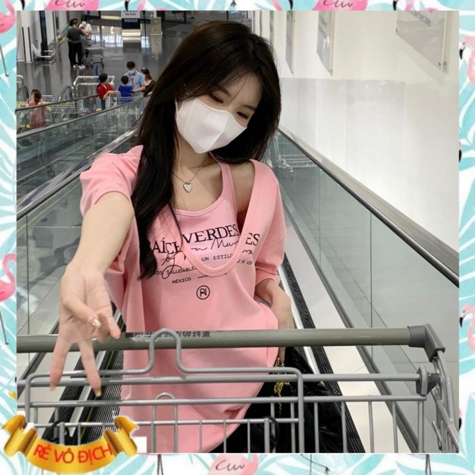 SET ÁO CROPTOP HAI DÂY MIX ÁO TANKTOP IN CHỮ