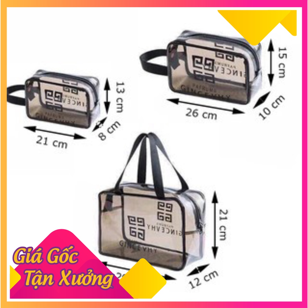 [XẢ LỖ] [Set 3 Túi] Túi Đựng Mỹ Phẩm Trong Suốt Chống Thấm Nước Đa Dạng Kích Thước Đi Biển Đi Bơi Tiện Lợi Du Lịch