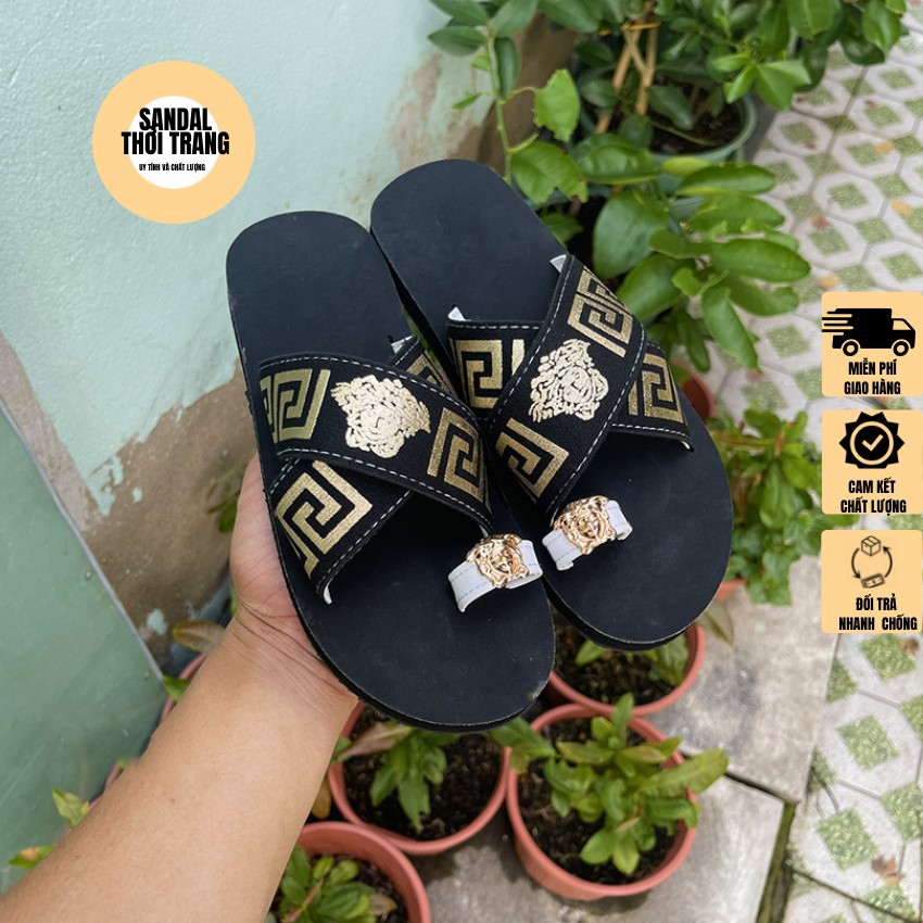 Dép sandal xỏ ngón quai chéo SANDALTHOITRANG full size 30-44 nam nữ