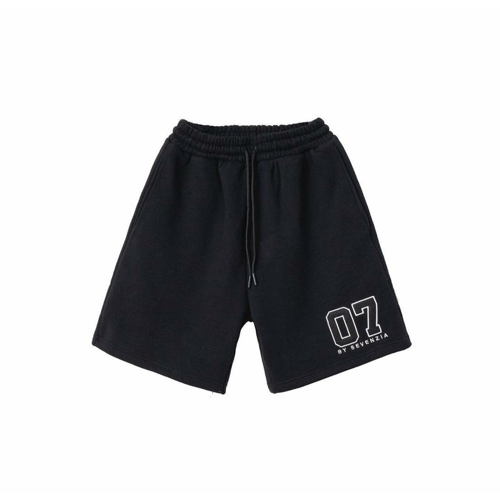 Set Áo Khoác Nỉ Bông x Short Nỉ Thêu 07.07 Black Unisex