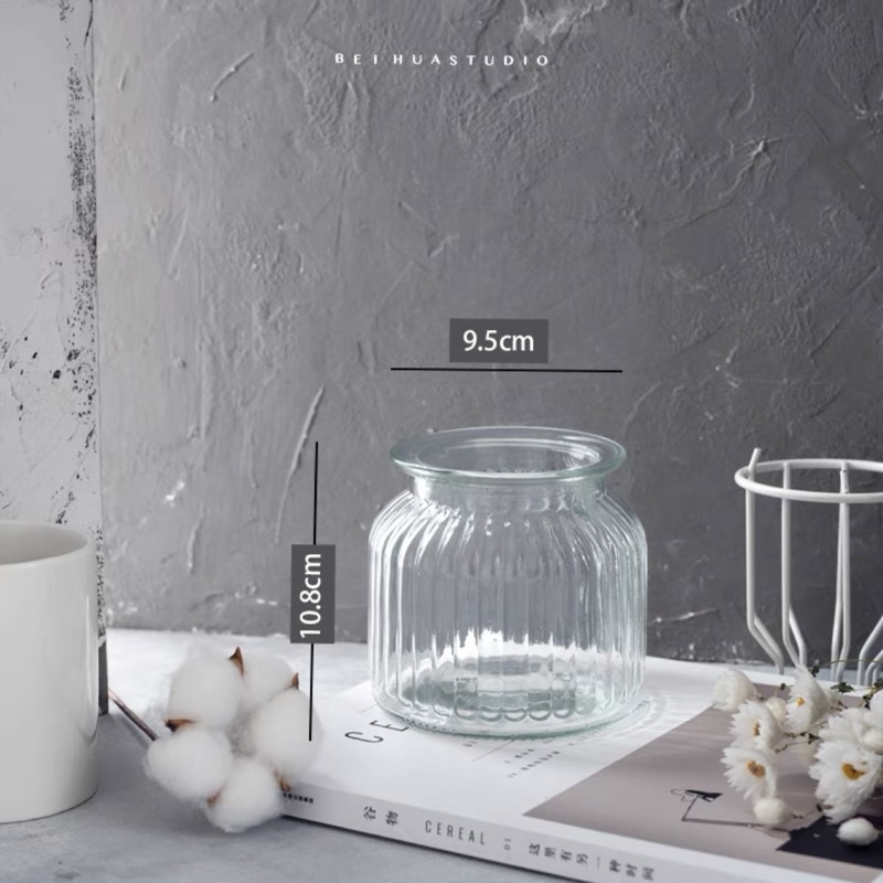 Bình hoa sọc dáng lùn xinh xắn