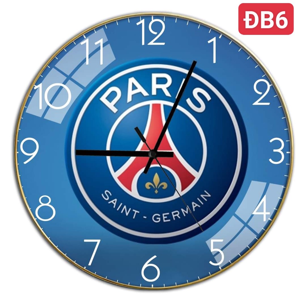 Đồng hồ treo tường VUADECOR chủ đề bóng đá tráng gương kim trôi cao cấp (Tặng pin và đinh treo)