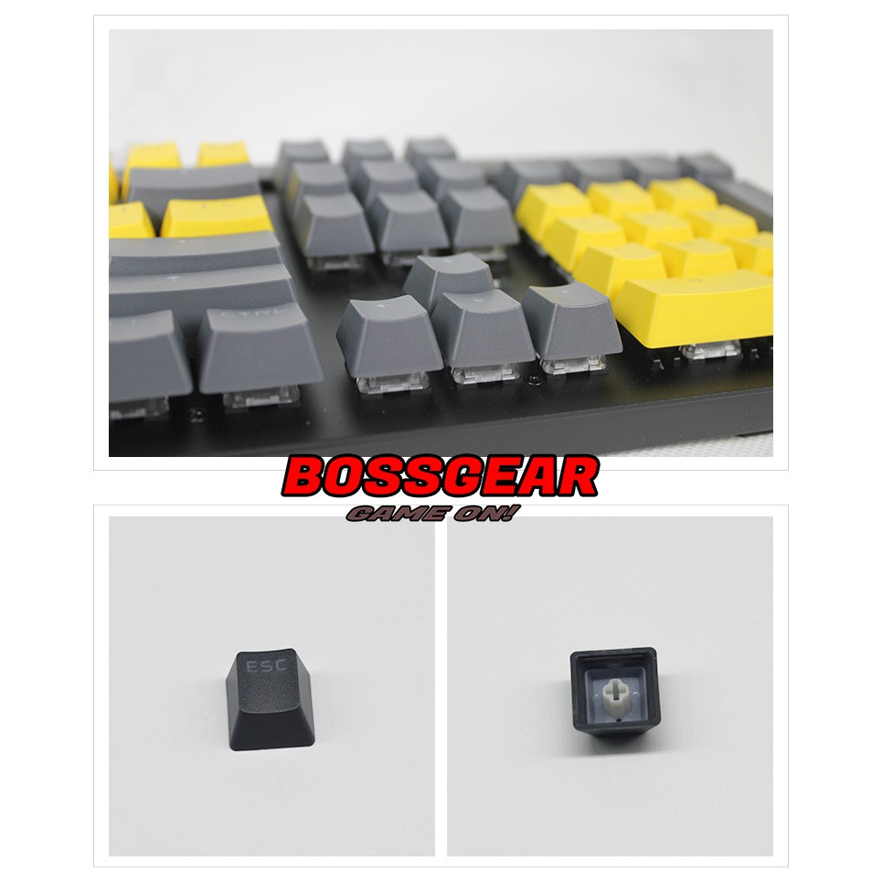 Bộ Keycap PBT Xám Vàng 104 Phím Double Shot Xuyên LED ( OEM Profile, Ansi layout )