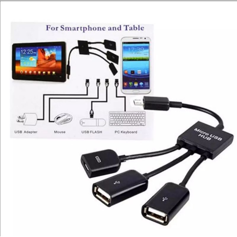 Cáp OTG 3 đầu cho android - Cáp Usb cho android - OTG cable 3 in 1