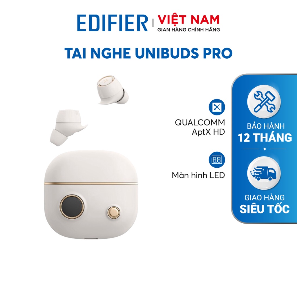 Tai nghe Bluetooth 5.0 EIDIFIER Unibuds Pro Chip aptX, AAC - Thời lượng pin 32h Màn hình LED Chống nước, bụi IP65