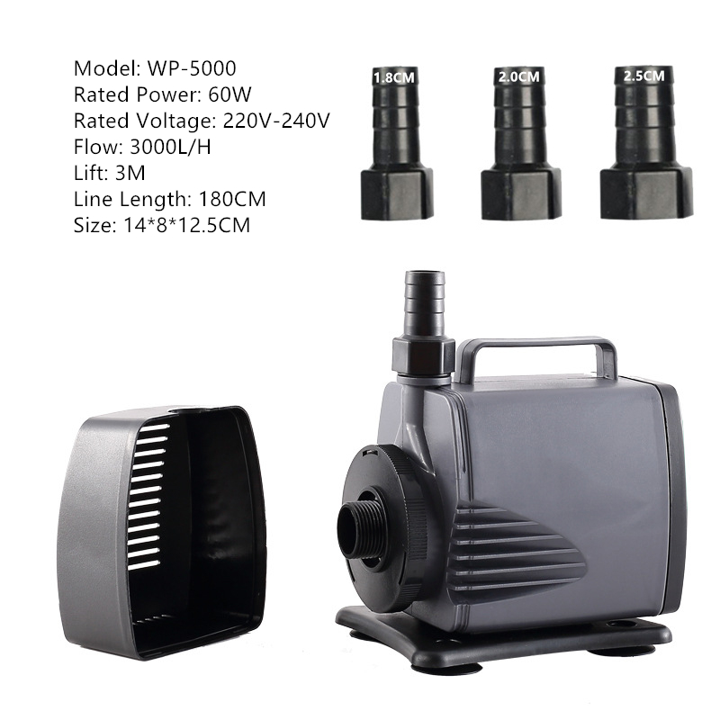 ☪ Amphibious Aquarium Submersible Water Pump Silent Fish Tank Pump Silent Garden Filter Pump WP-5000 spring