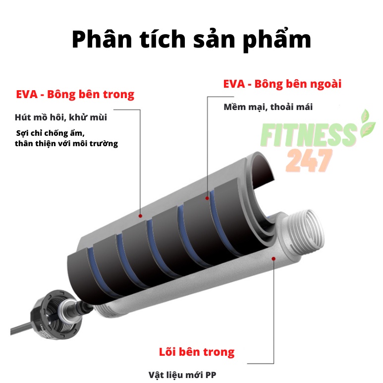 Dây nhảy thể dục giảm cân đốt cháy mỡ thừa lõi thép siêu chịu lực, Dây nhảy tập tại nhà độ bền cao