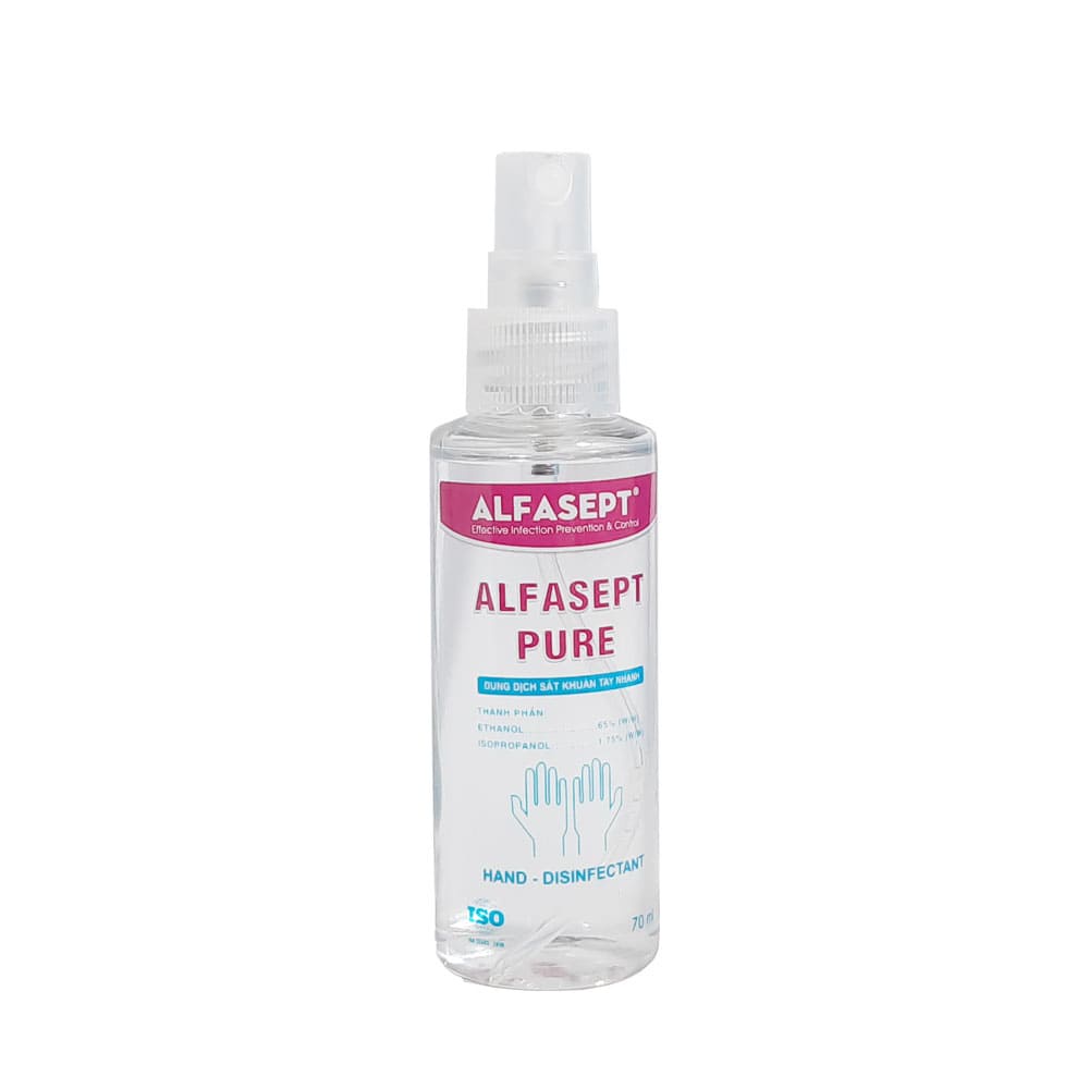 Xịt khuẩn rửa tay nhanh Alfasept Pure 70ml