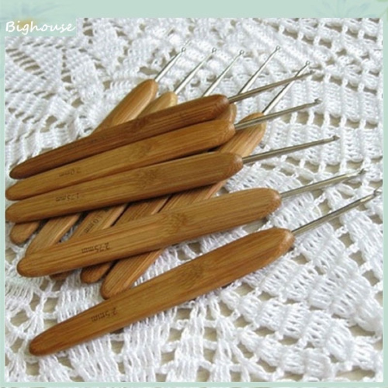 Bộ 10 kim móc cán trúc móc len sợi