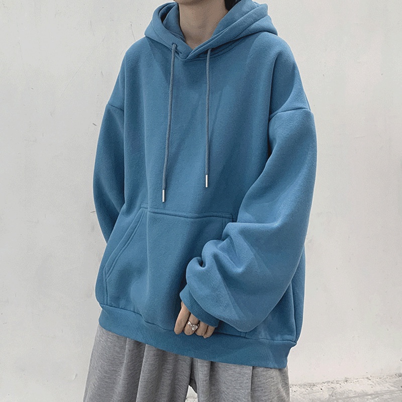 Áo hoodie Ielgy chui đầu dáng rộng màu trơn trẻ trung hợp thời trang