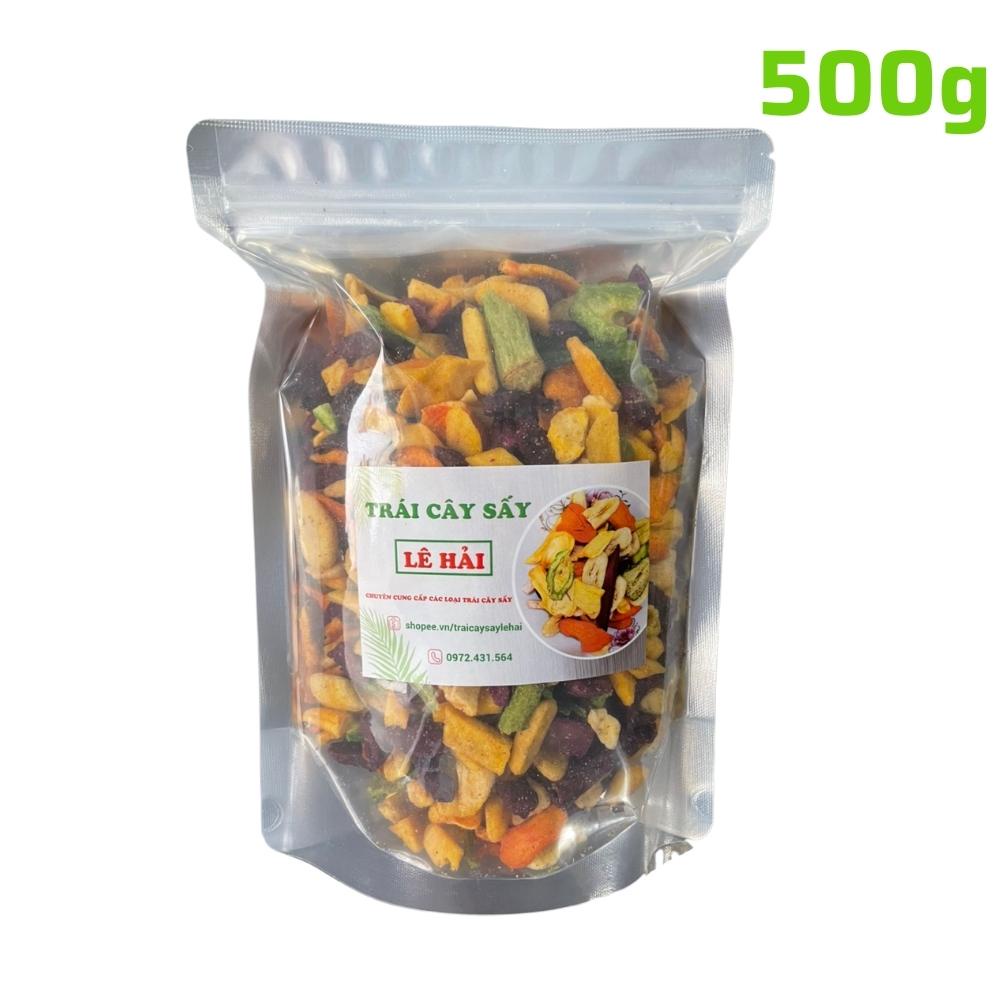 Trái cây sấy thập cẩm vụn đủ vị 1kg Lê Hải, giòn rụm, không hôi dầu