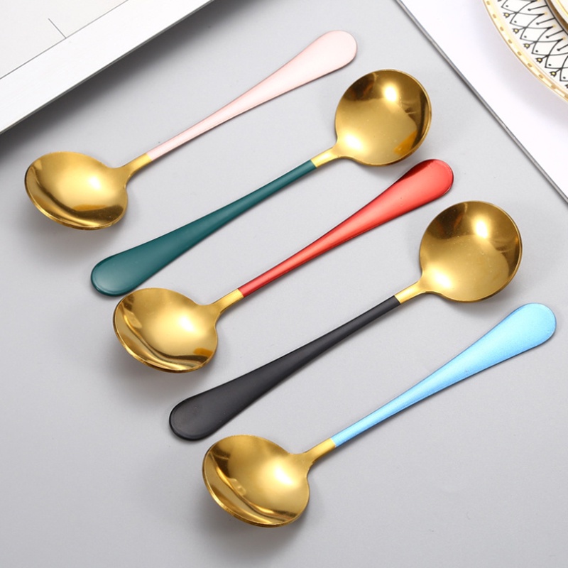 Thìa uống cà phê đầu tròn bằng thép không gỉ tiện dụng