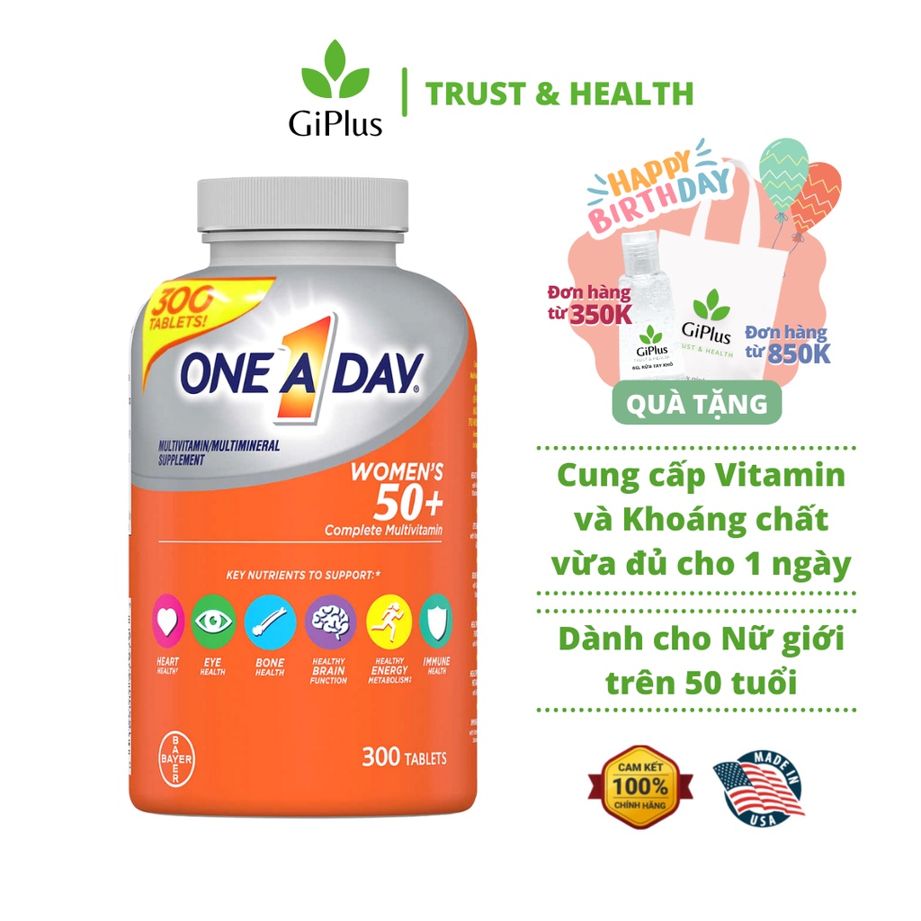 Viên Uống Bổ Sung Vitamin Dành Cho Phụ Nữ Trên 50 Tuổi One A Day Women’s 50+ (300 viên/Lọ)
