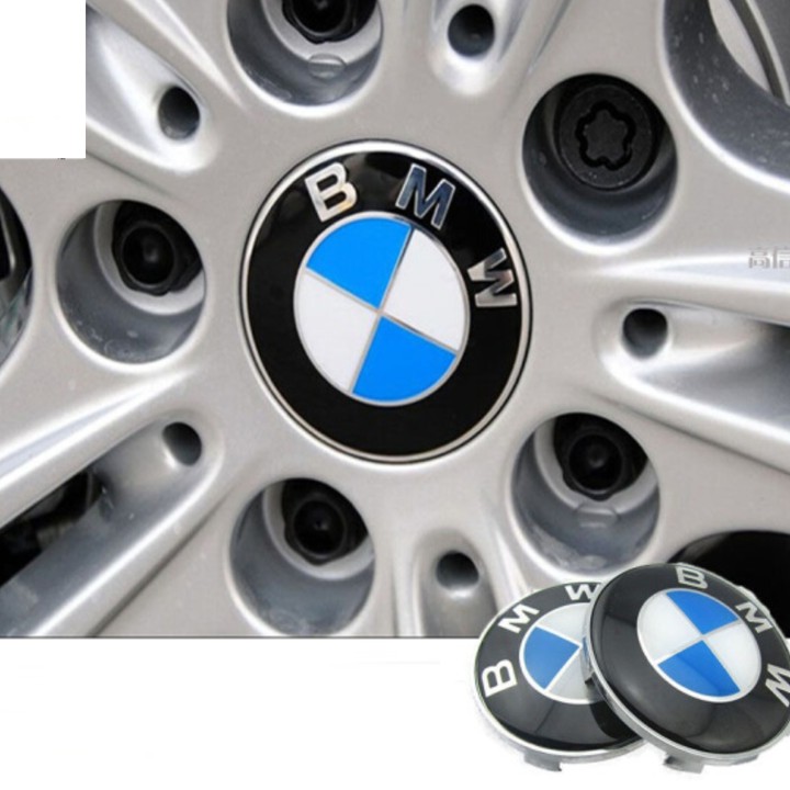 Logo chụp mâm, ốp lazang bánh xe ô tô BMW đường kính 68mm và 55mm Nhựa ABS - 01 chiếc