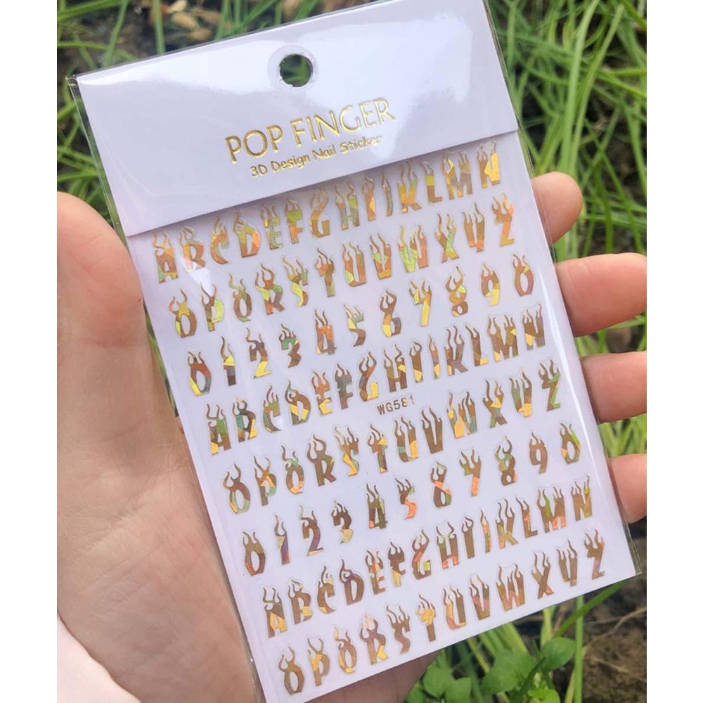 OCEANMAP Miếng Dán Trang Trí Móng Tay Hình Số 3D Nhiều Màu Sắc