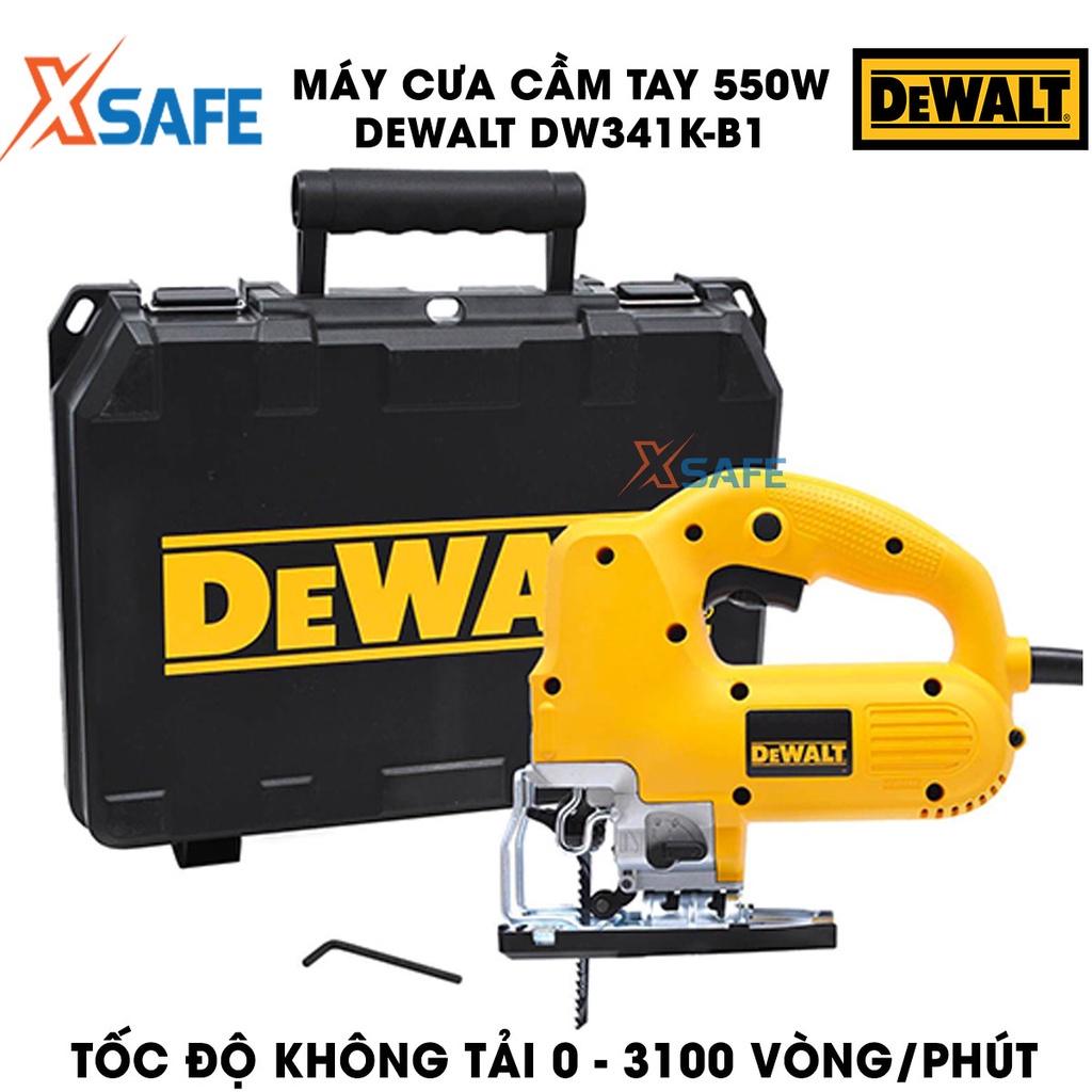Máy cưa DEWALT DW341K-B1  550W nhiều cấp tốc độ Máy cưa cầm tay DeWalt hộp kim nhôm cao cấp, cưa gỗ 85mm, cưa sắt 10mm