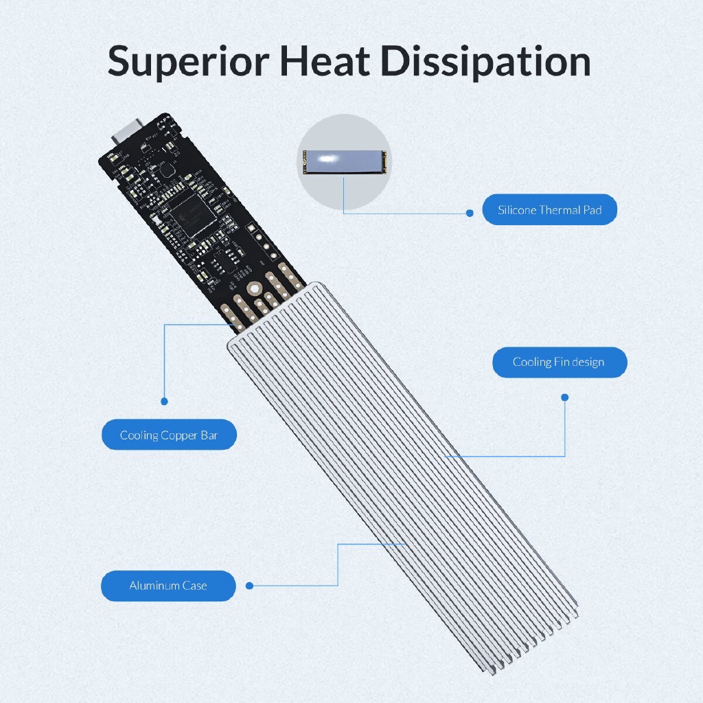 Vỏ ổ cứng SSD ORICO M2PJ-C3 M2 NVME PCIE M Key M + B Key tốc độ cao 10Gbps