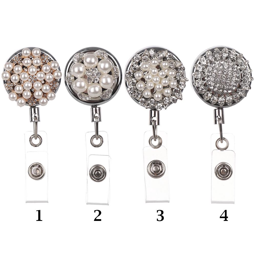 1 Kẹp Giữ Bảng Tên ID Họa Tiết Ngọc Trai Có Thể Thu Gọn Tiện Dụng Giá Đỡ