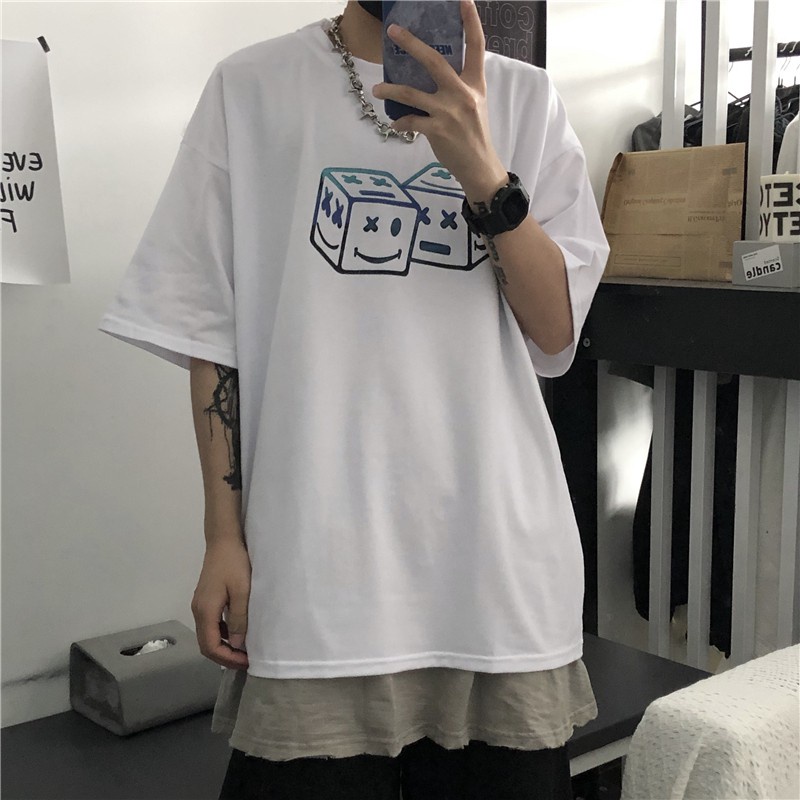 Áo thun tay lỡ unisex, áo phông form rộng hình in xúc xắc - SonHaiStore29