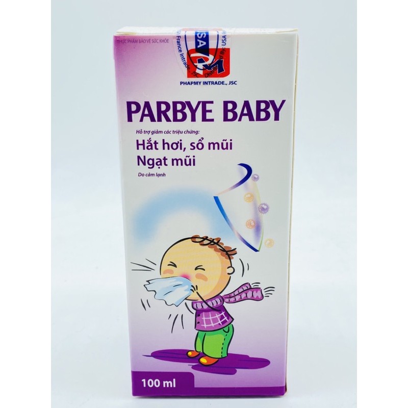 PARBYE BABY-SIRO PHÒNG HẮT HƠI, SỔ MŨI, NGẠT MŨI CHO BÉ LỌ 100ML