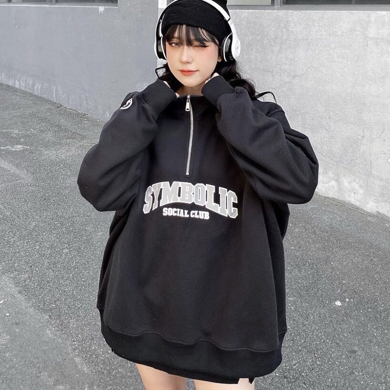 [SẴN-ẢNH THẬT] Áo Nỉ PoLo Khoá Cổ SYM Áo Sweater Cổ Trụ Tay Bồng Nam Nữ Unisex Form Rộng-Anhribistore