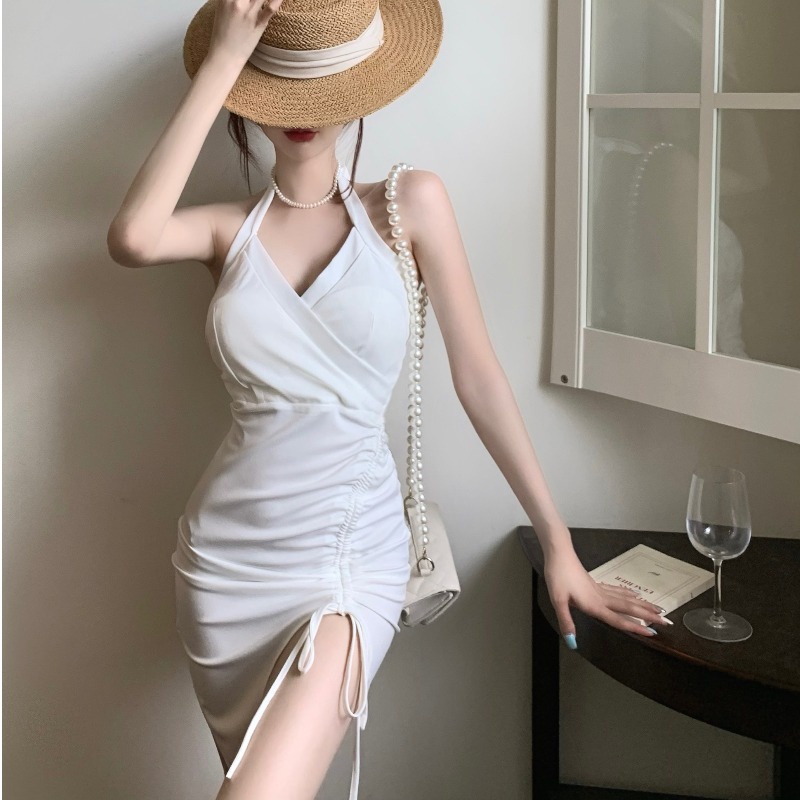 Đầm Hai Dây Xẻ Tà Phong Cách Hàn Quốc Quyến Rũ Cho Nữ