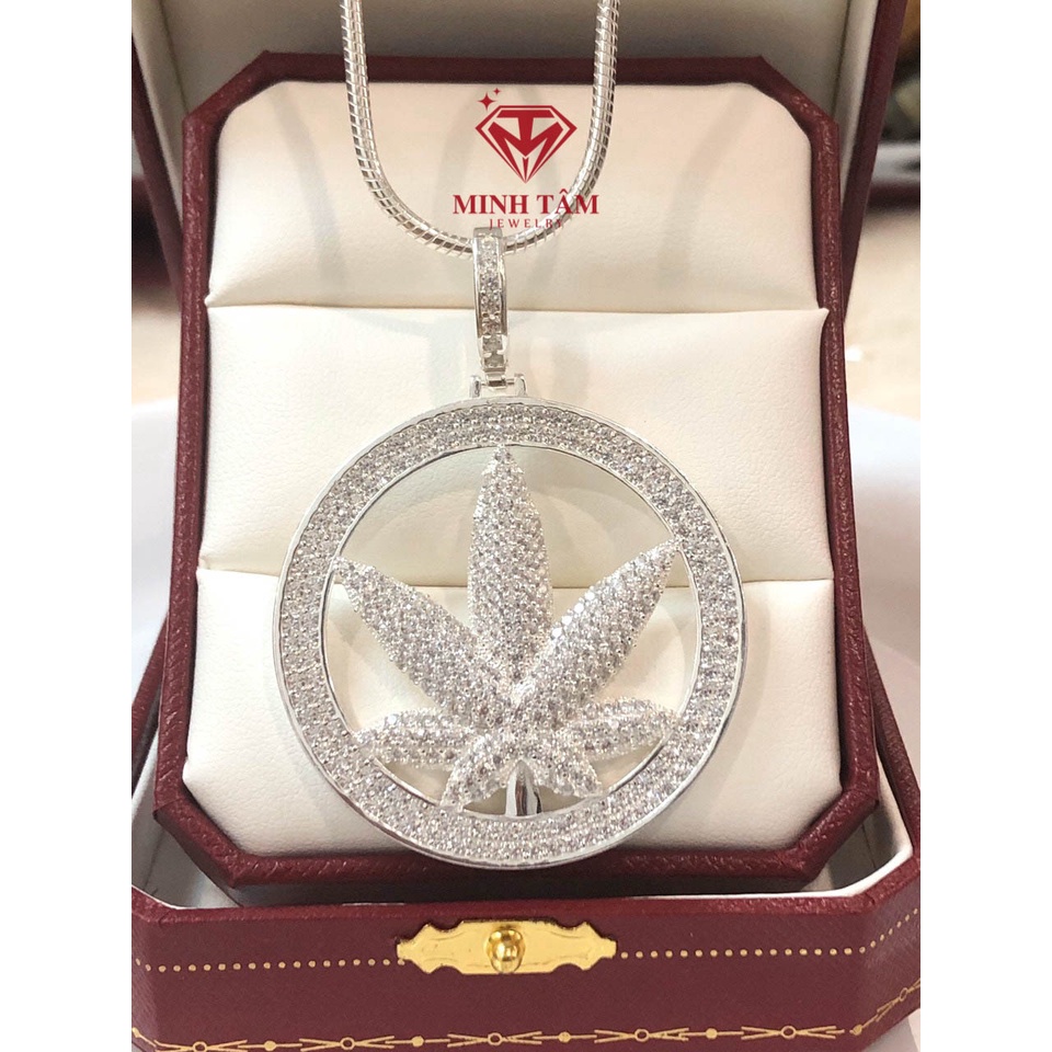 Mặt dây chuyền bạc nam hình lá chất liệu bạc ta,Mặt dây chuyền bạc ta cho nam-Minh Tâm Jewelry