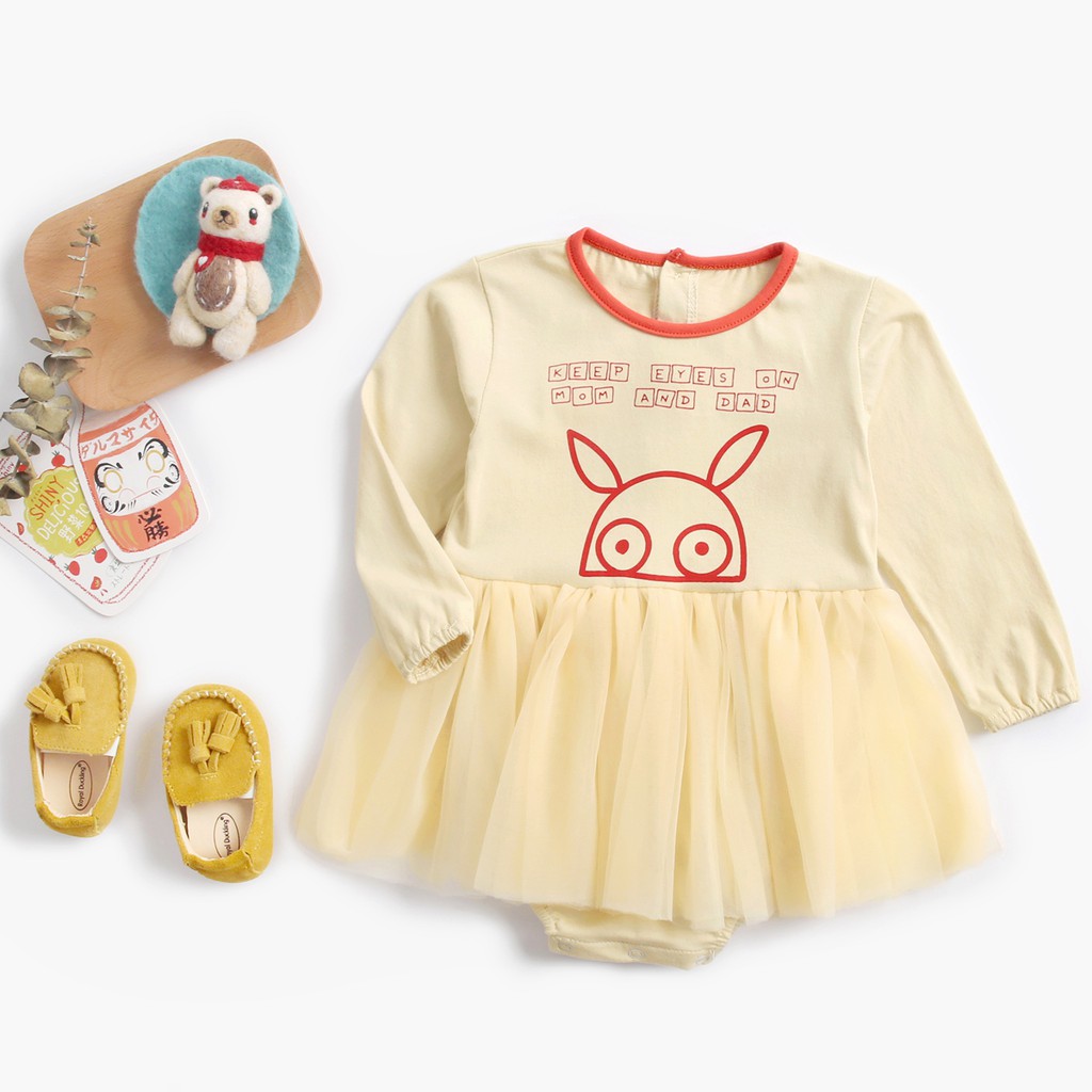 Bộ Áo Liền Quần Sanlutoz Bằng Chất Liệu Cotton Phối Họa Tiết Hoạt Hình Dành Cho Bé Gái