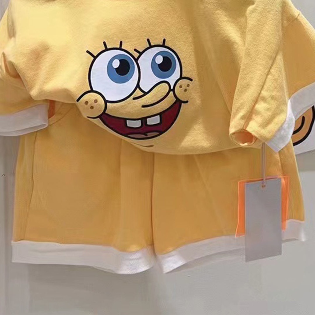 Bộ Áo Thun Ngắn Tay Họa Tiết Hoạt Hình + Quần Short Xinh Xắn Theo Phong Cách Mùa Hè Hàn Quốc Dành Cho Bé Trai