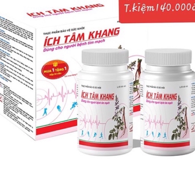 Ích Tâm Khang  Tặng Kèm Hộp 30 Viên - Phòng Và Hỗ Trợ Bệnh Suy Tim