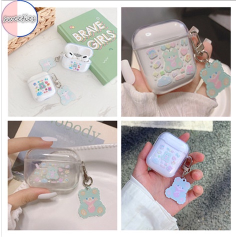 Vỏ Bảo Vệ Hộp Đựng Tai Nghe Airpods 1 &amp; 2 &amp; 3 Trong Suốt Hình Gấu Đáng Yêu