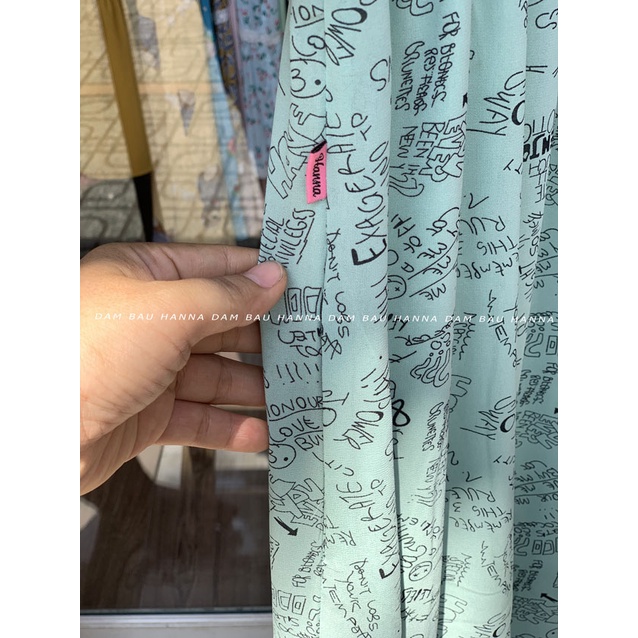 [HANNA] Đầm bầu công sở fom dài voan 2 lớp thoáng mát mùa hè không nhăn có 2 túi bên sườn có size 80kg