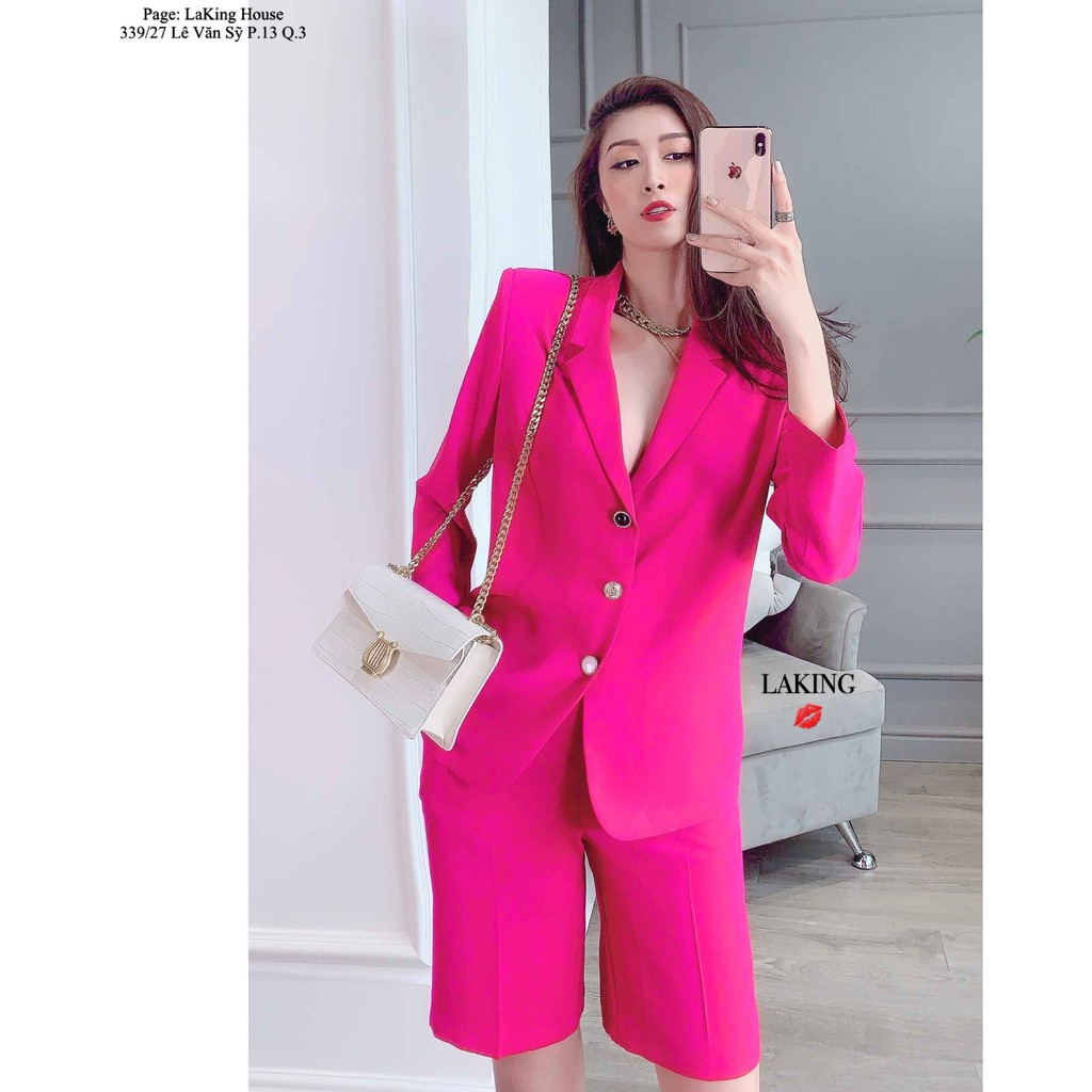 ÁO VEST HỒNG ĐẬM TAY DÀI ĐÍNH KHUY LAKING HOUSE | BigBuy360 - bigbuy360.vn