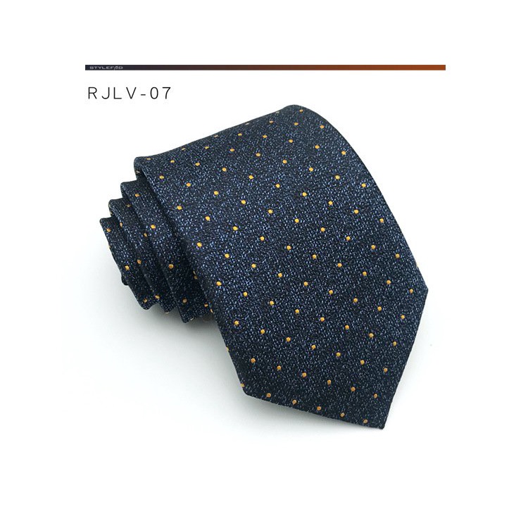 Cà vạt nam 8cm họa tiết sọc/ chấm bi màu nâu thích hợp cho tiệc cưới