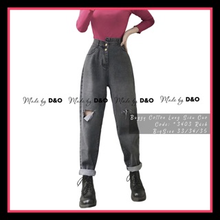 [Size trên 70kg] Quần Bò Lưng Lệch 2 Nút Siêu Cao /FORM TO DÀI Xám Tây Rách 2 Gối - Quần Baggy Jean Nam/Nữ