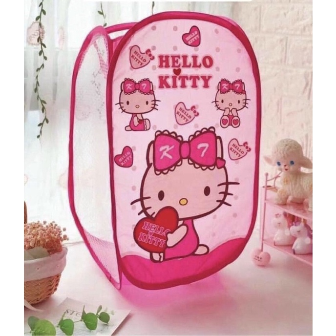 Sọt đựng đồ vải Hello Kitty nơ 58x35cm
