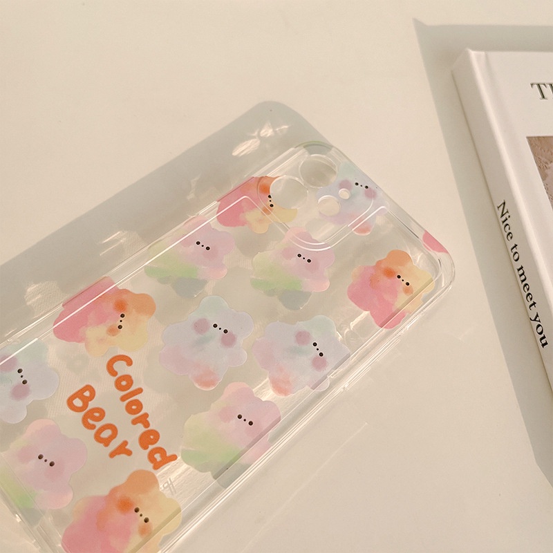 ốp iphone 11 Ốp điện thoại TPU trong suốt họa tiết gấu màu nước cho iPhone 11 Pro Max X Xr Xs Max 7 8 Plus Se 2020 12 pro max 12 mini 13 pro max 13 mini