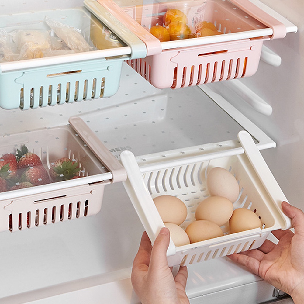 Khay rổ nhựa co giãn để ngăn tủ lạnh