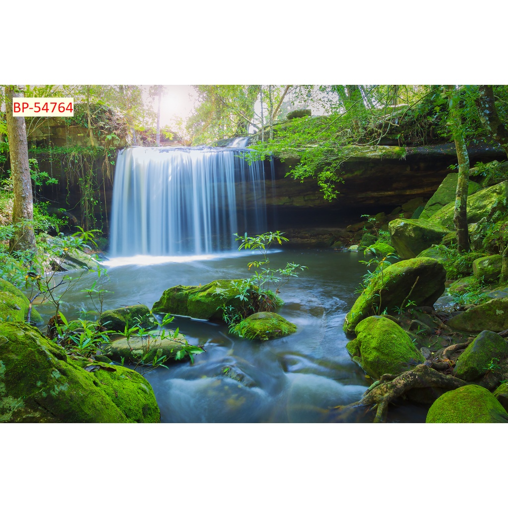 Tranh 3d thác nước chảy trong lành, tươi mát phù hợp nhiều không gian