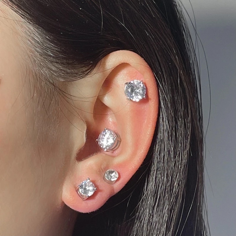 Khuyên Tai Nam Châm Hình Vương Miện 4/5/6/7/8mm Thời Trang Unisex