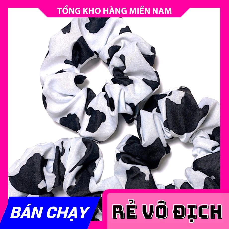 CỘT TÓC BÒ SỮA ⚡ DÂY BUỘC TÓC DỄ THƯƠNG ⚡ CỘT TÓC VẢI SCRUNCHIES BÒ SỮA ⚡ĐỒ BUỘC TÓC BÒ SỮA ⚡HOẠ TIẾT BÒ SỮA